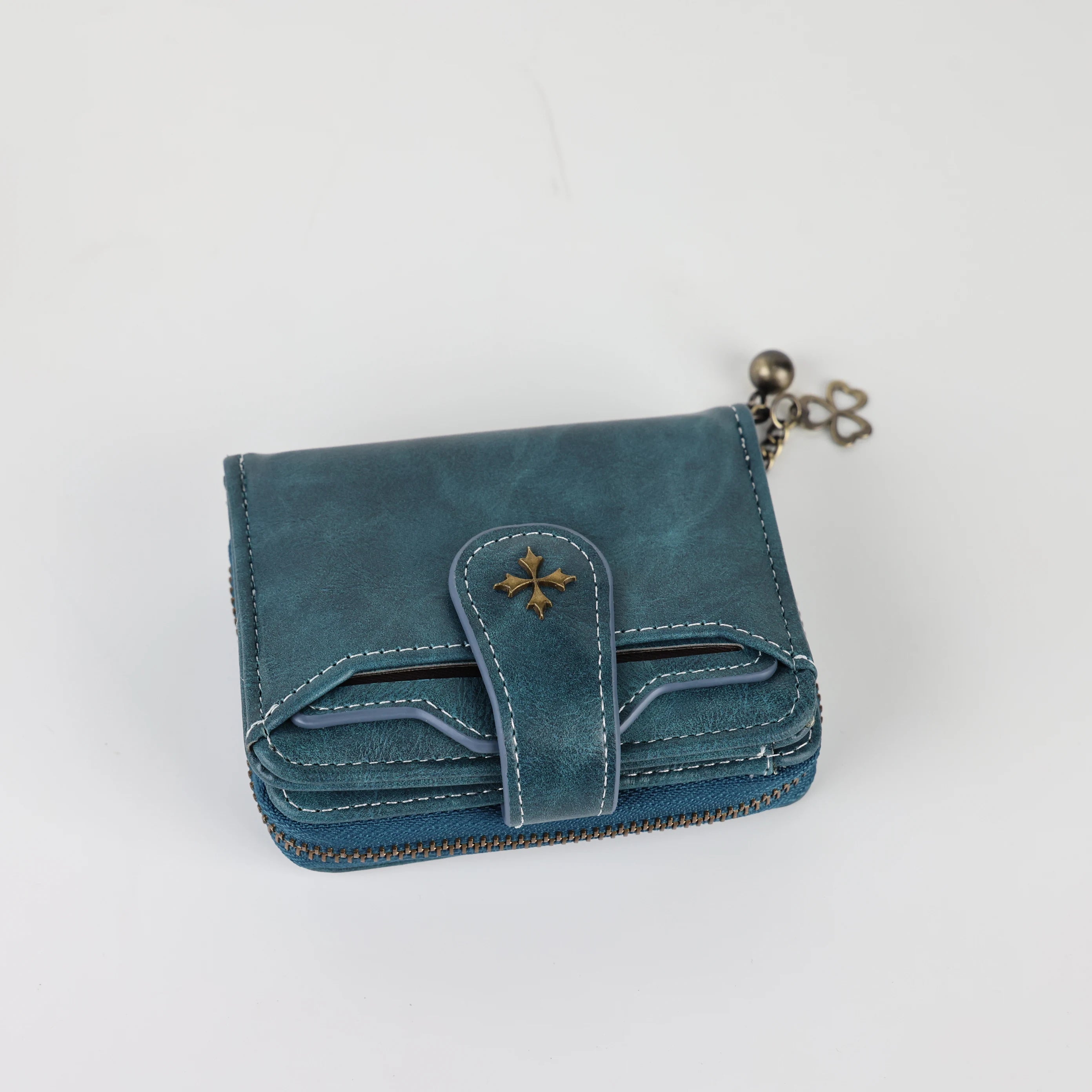Women's short European and American fashion buckle wallet zipper coin purse