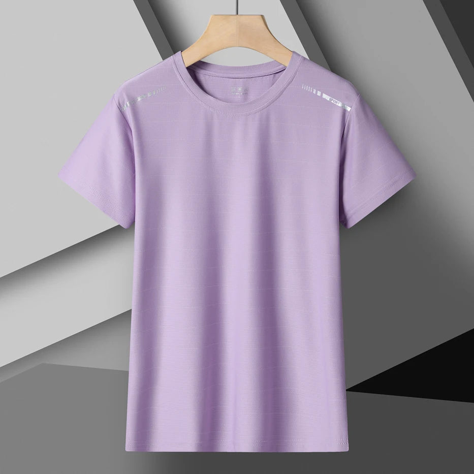 Women Reflective Running T-Shirt - High Elastic Breathable Quick-Dry Ice Silk Sport Top for Summer, Cool Short Sleeve Active Tee