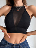 Sexy Mesh Camisole Crop Top Corset Seamless Backless Underwear Hot Fashion Women Casual Tank Top Bralette Adjustable Lingerie