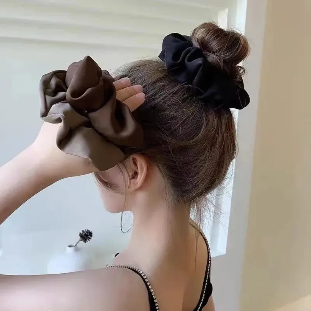 Women Silk Satin Scrunchies Korean Ladies Girls Elastics Hair Band Ponytail Hold Hair Accessories