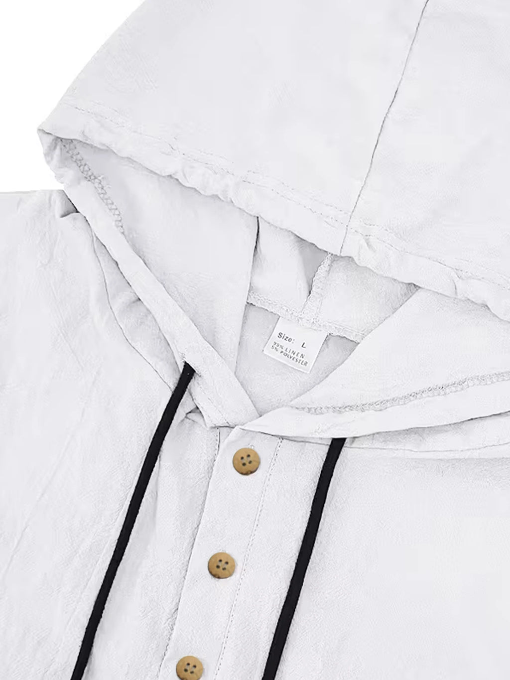 Mens Cotton Linen 2 Piece Set Hooded Short Sleeve Henley Shirt Drawstring Long Pants Breathable Casual Beach Summer Outfit