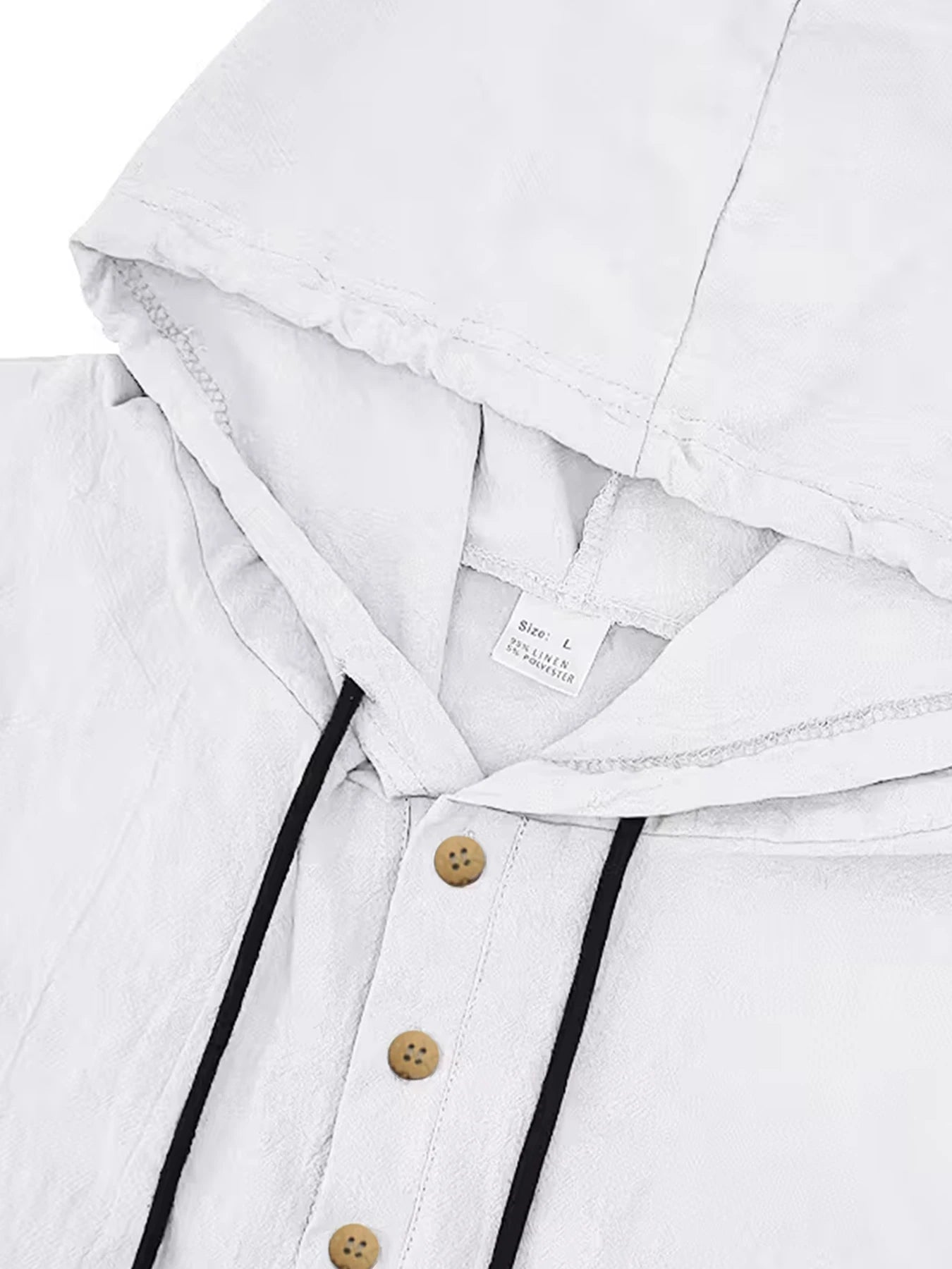 Mens Cotton Linen 2 Piece Set Hooded Short Sleeve Henley Shirt Drawstring Long Pants Breathable Casual Beach Summer Outfit