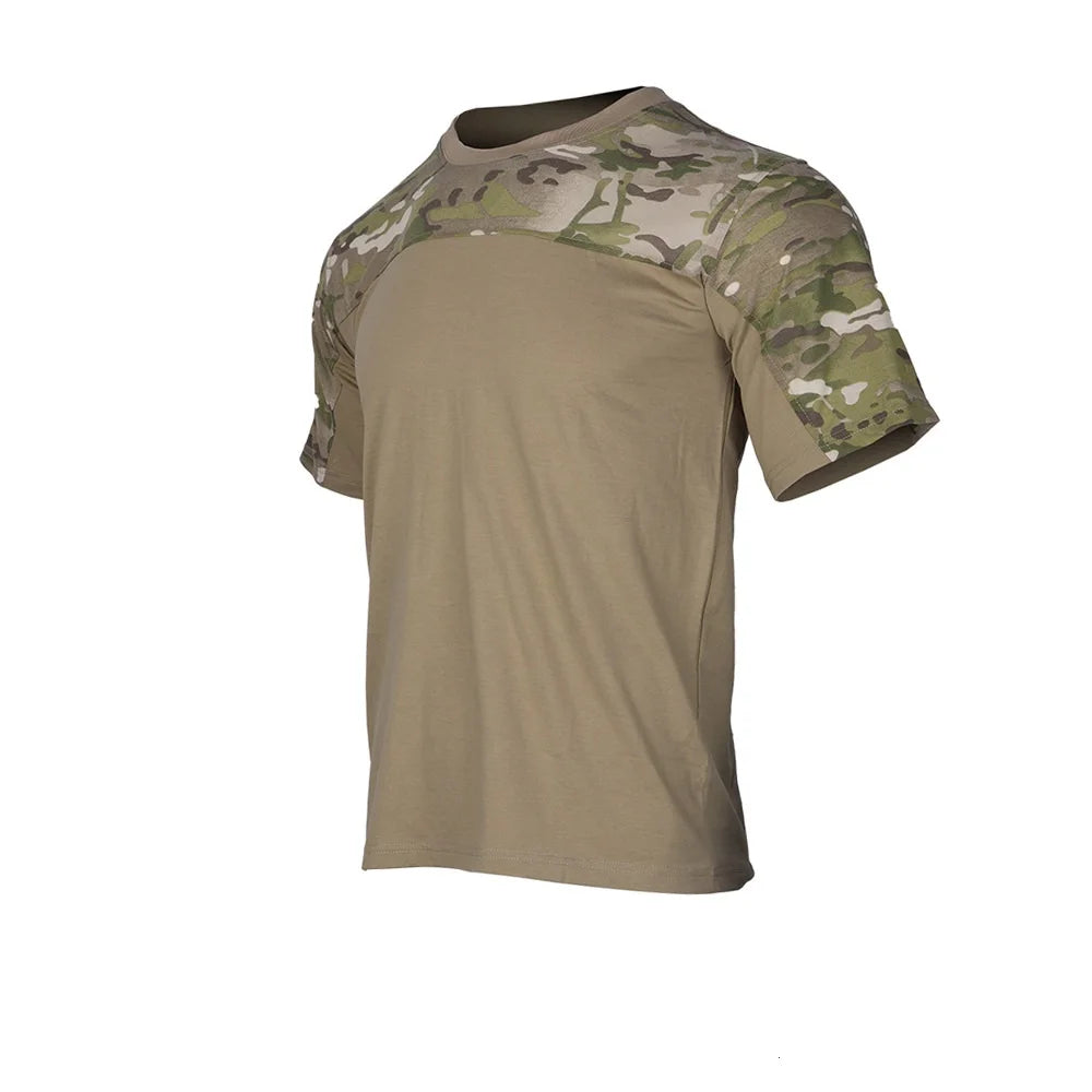Mens Camouflage Shirts Tees Tactical Combat Shirt Hunting Clothes Tops Workout Clothing Outdoor Breathable Camo T Shirt