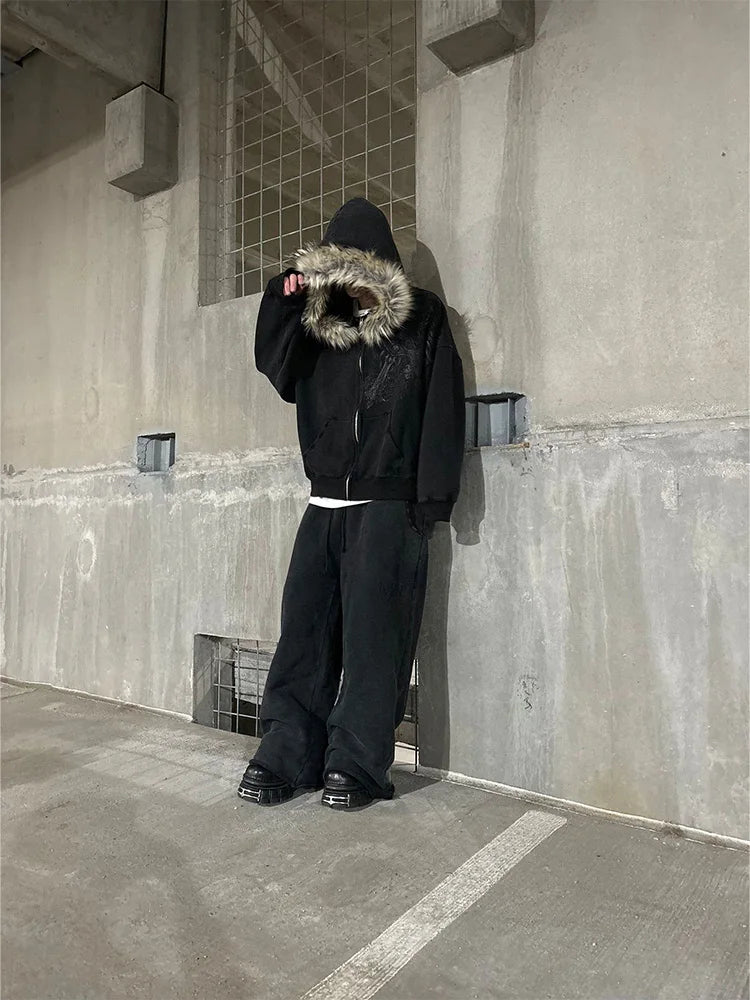 Autumn Winter Y2k Women Aesthetic Harajuku Faux Fur Collar Hoodies Clothes Graphic Hip Hop Punk Gothic Zip Up Hoodies 2026 new