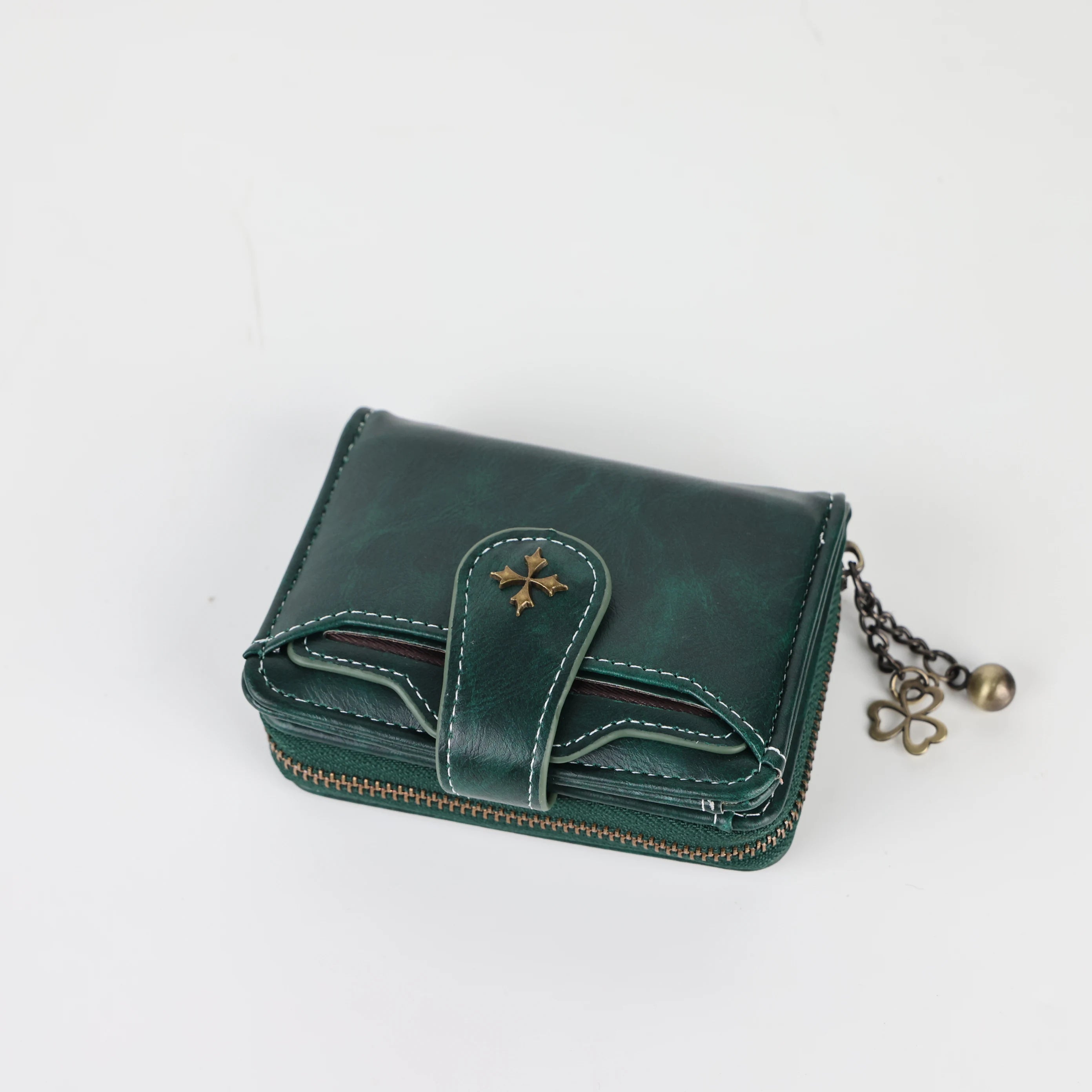 Women's short European and American fashion buckle wallet zipper coin purse