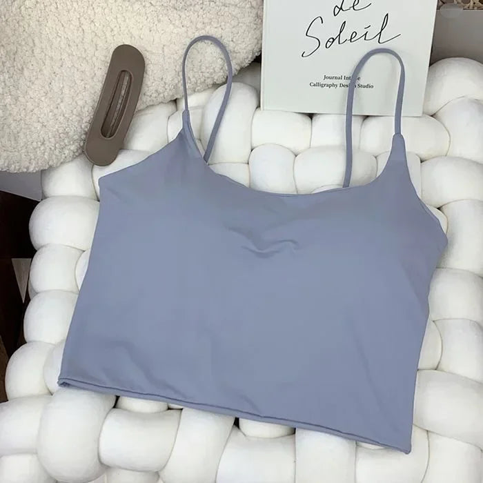 2024 Summer Bra Top Sexy Women Ice Silk Crop Top Seamless Tube Tops Camisole Underwear Korean Fashion Solid Padded Bralette Vest