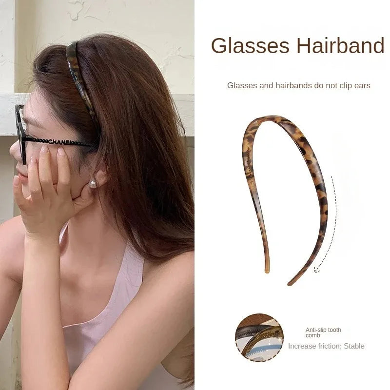Acrylic Glasses Headband Sweet Thin Hairband Leopard Print Hair Clip Women Hair Hoop Hair Accessories Headwear