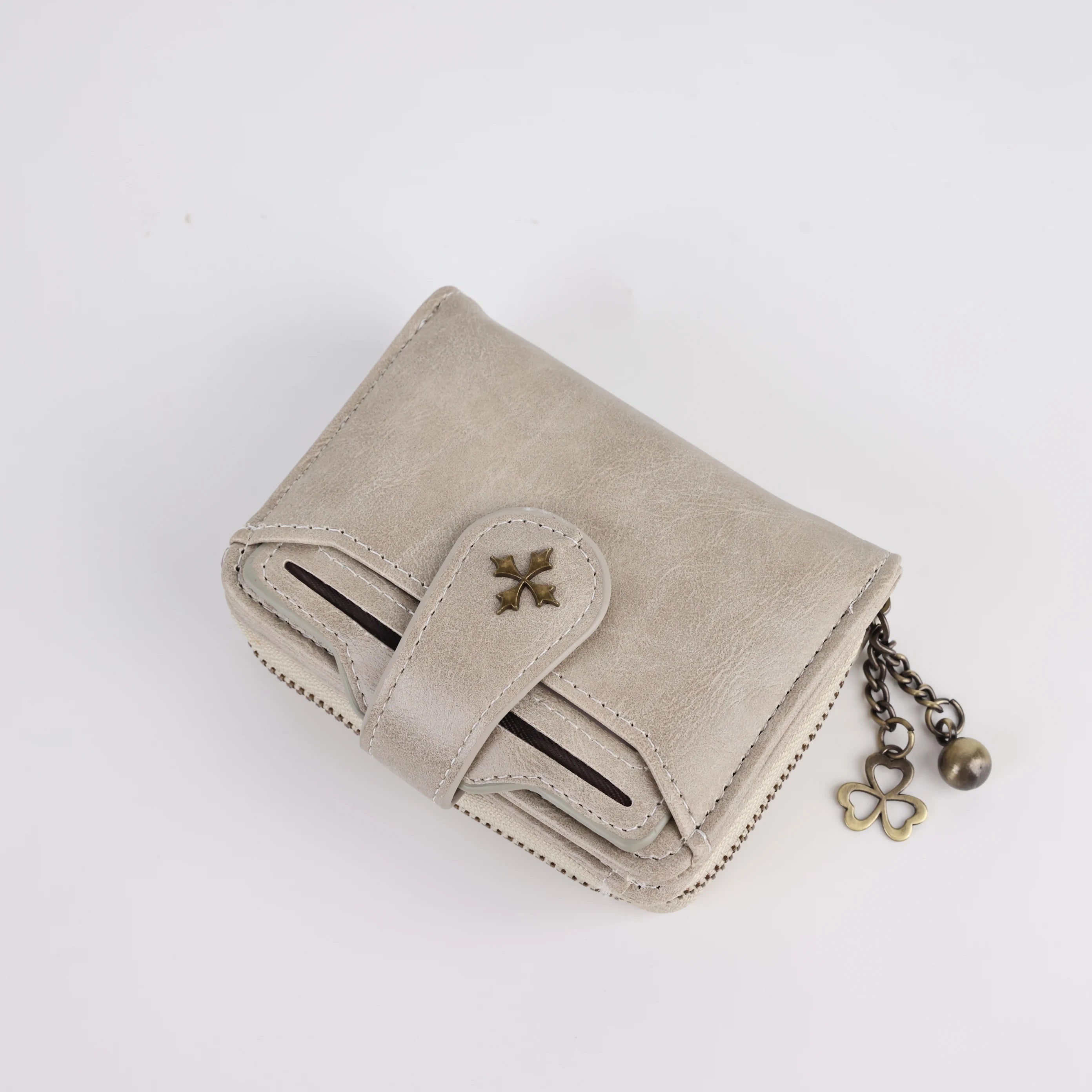 Women's short European and American fashion buckle wallet zipper coin purse