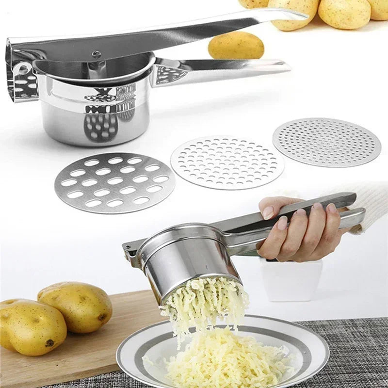 Masher RicerPress Mashed Potatoes Stainless Steel Crushing Puree Fruit Vegetable SqueezerJuicer Press Maker Kitchen Tools