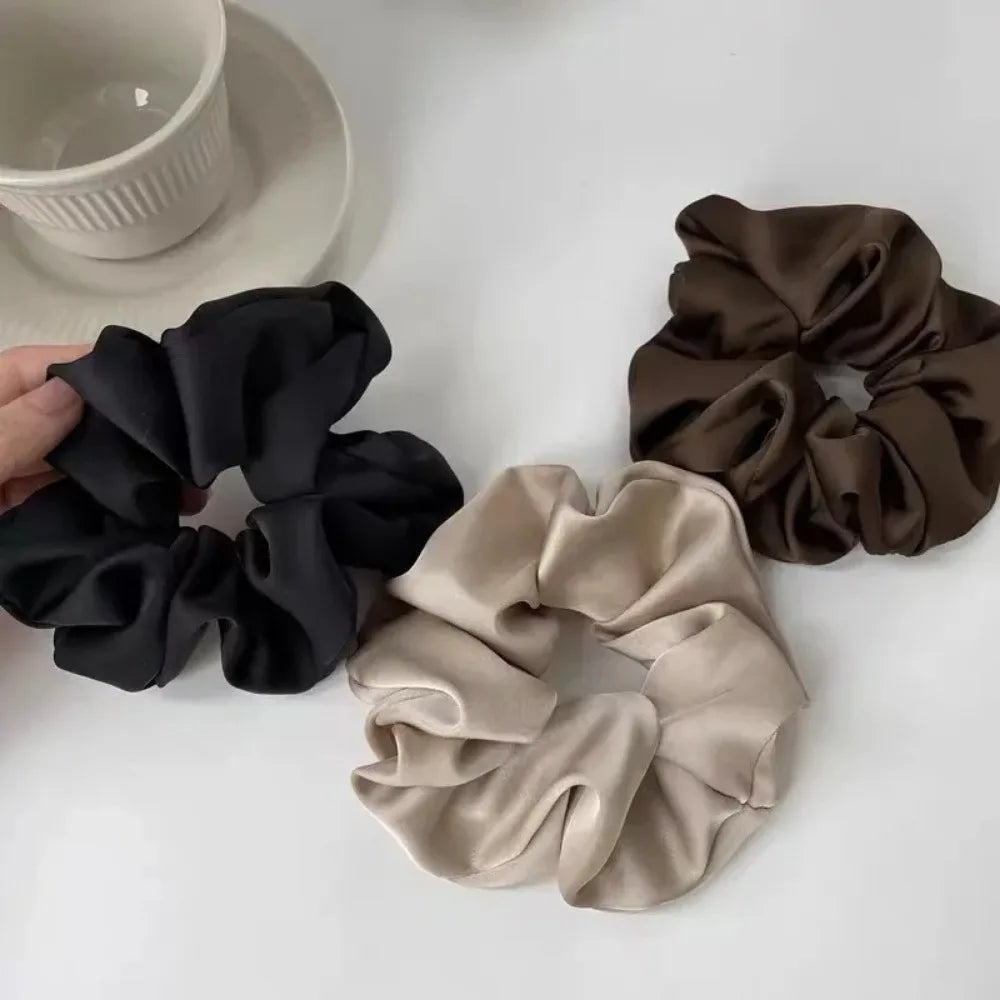 Women Silk Satin Scrunchies Korean Ladies Girls Elastics Hair Band Ponytail Hold Hair Accessories