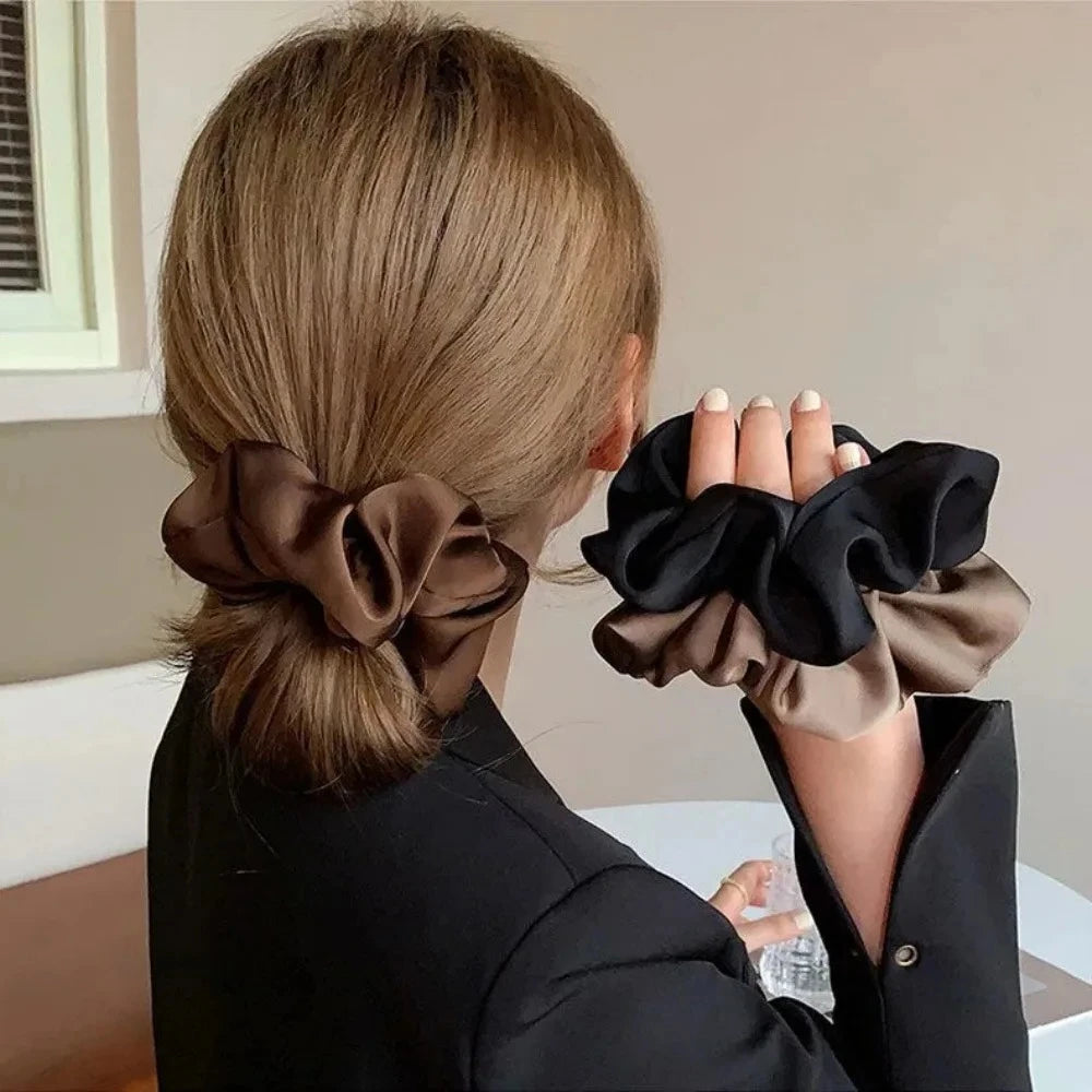 Women Silk Satin Scrunchies Korean Ladies Girls Elastics Hair Band Ponytail Hold Hair Accessories