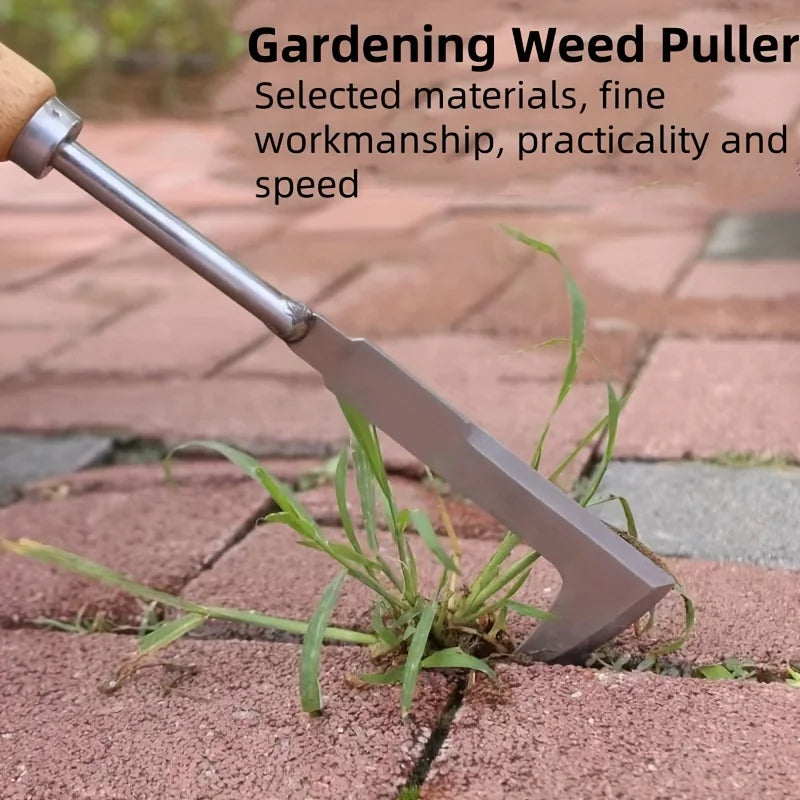 Stainless steel gap weeding tool, L-shaped multi-purpose garden hand tool, used for clearing weeds in yards, terraces, and lanes