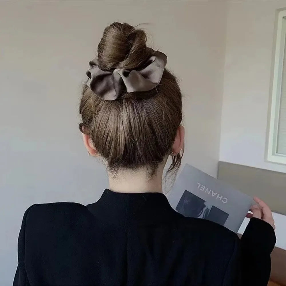 Women Silk Satin Scrunchies Korean Ladies Girls Elastics Hair Band Ponytail Hold Hair Accessories