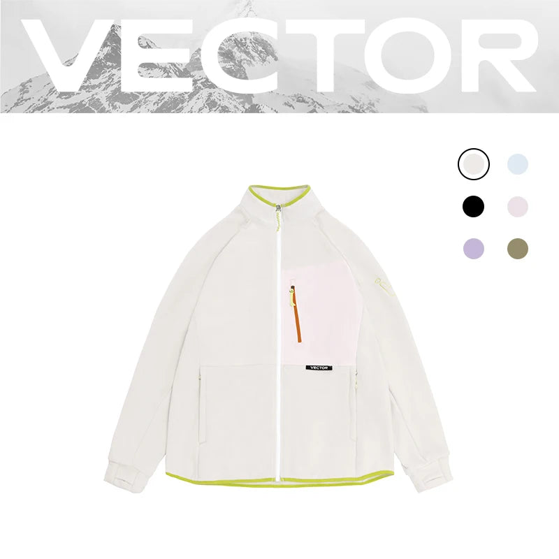 VECTOR Fleece Jacket Woman Autumn Winter Warm Coats Men Clothing 2023 Contrast Sleeve Sweatshirt Coats Color Outdoor Jakcets