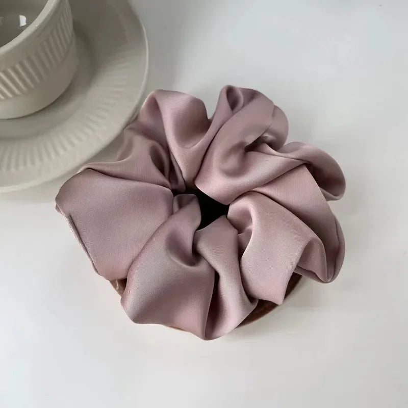 Women Silk Satin Scrunchies Korean Ladies Girls Elastics Hair Band Ponytail Hold Hair Accessories