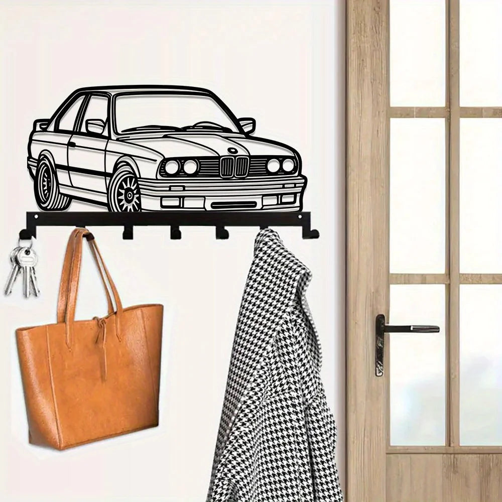 7-Hook Metal Key Holder - Wall-Mounted Storage Organizer for Keys, Towels, Coats, Kitchen Essentials & More - Durable